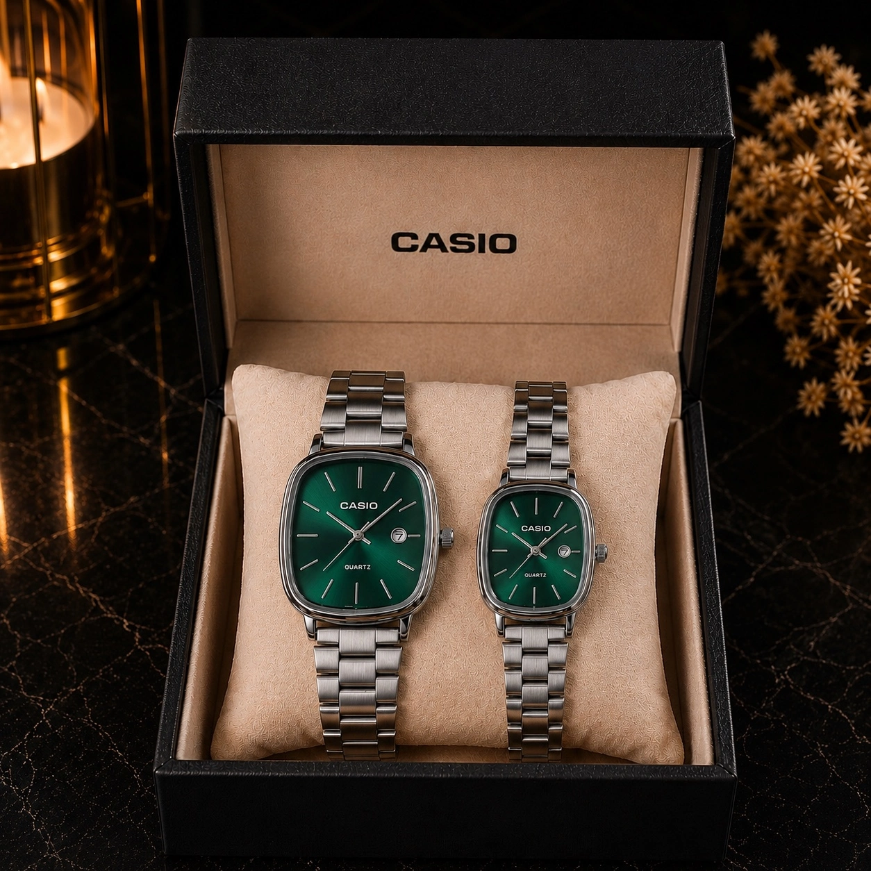 Coffret Casio Couple Vert Émeraude – Montres Homme & Femme