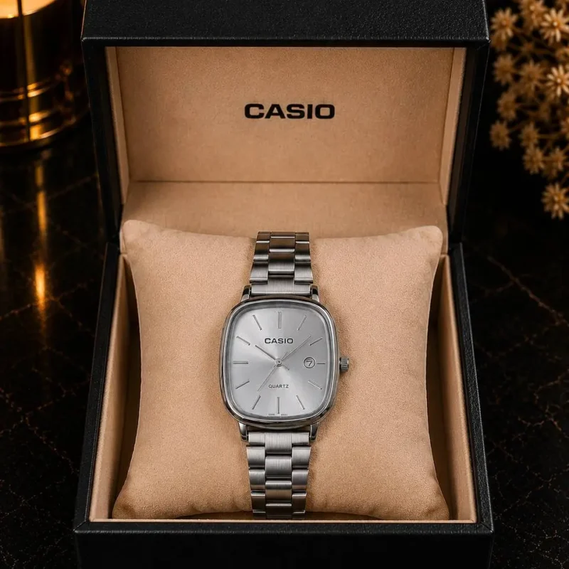 Montre Casio Homme Argentée – Cadran Blanc Classique