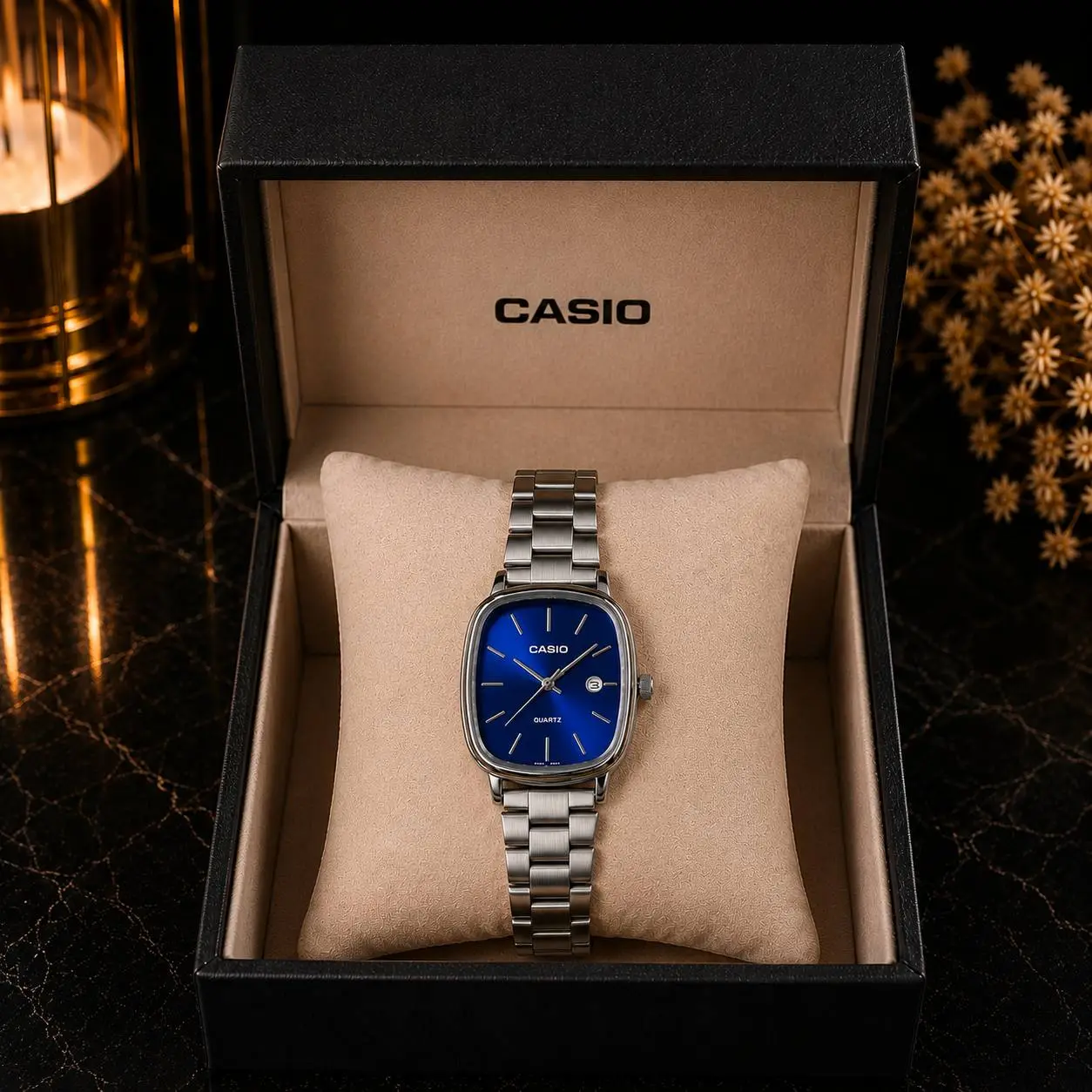Montre Casio Femme Bleu Royal – Bracelet Acier Argenté