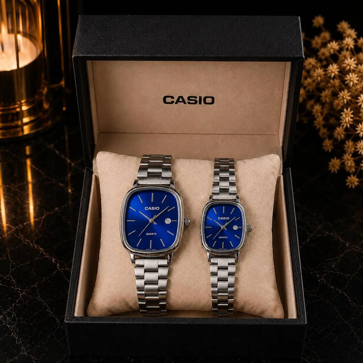 Coffret Casio Couple Bleu Royal – Montres Homme & Femme